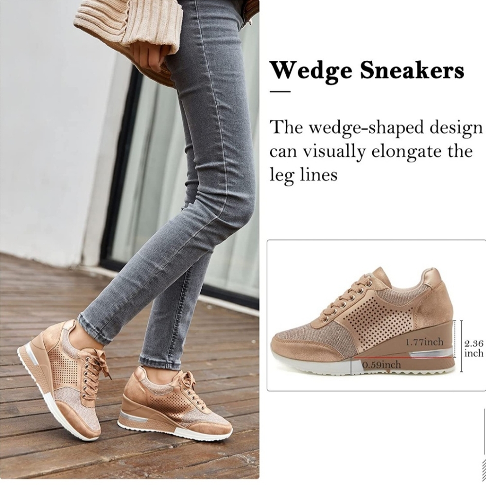 High heeled wedge sneakers size 10